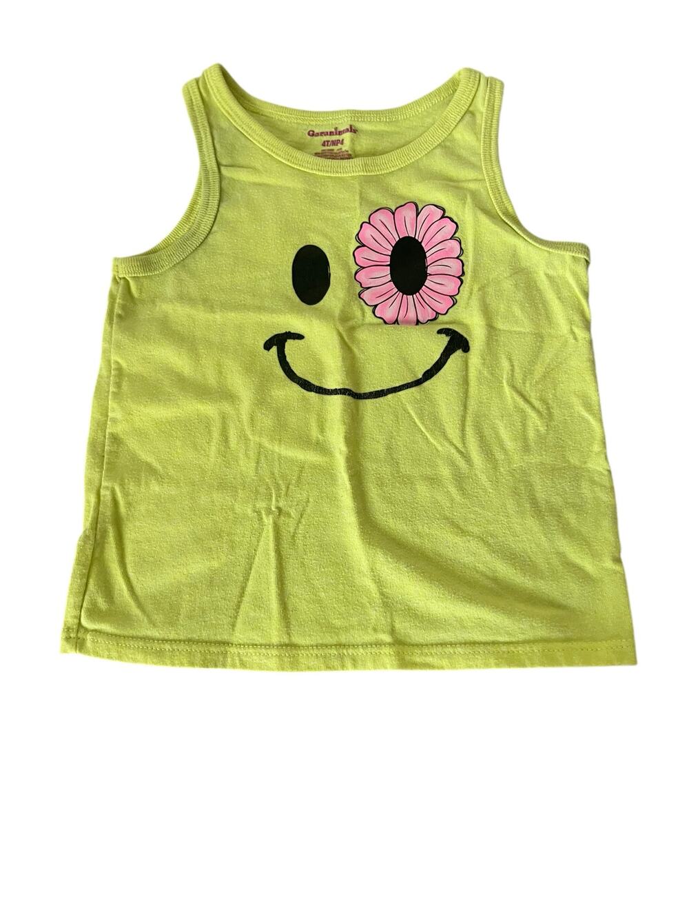 Garanimals Girls Yellow Floral Smiley Face Sleeveless Tank Top Size 4T